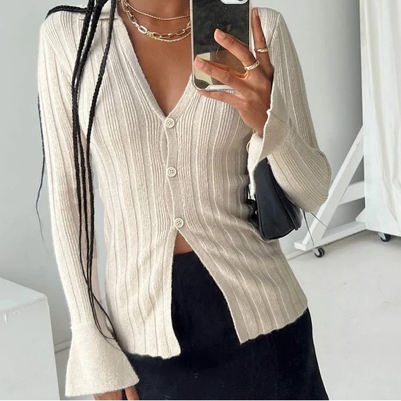 NWT Princess Polly BERYL LONG SLEEVE Cardigan BONE (US 4) - Picture 1 of 5